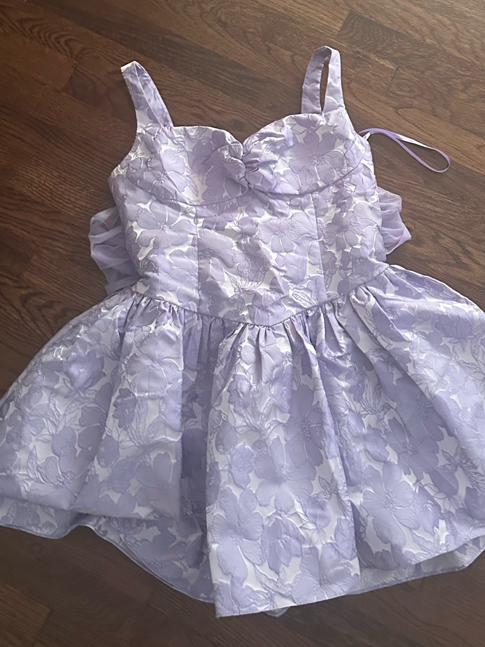 B Darlin Lavender Floral Lace Fit-and-Flare Dress